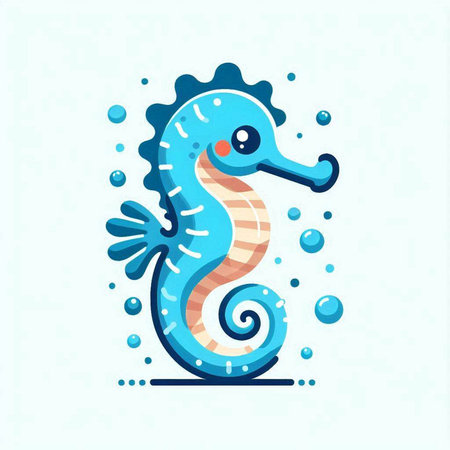 Sea horse. Vector illustration in flat style on a white background.のイラスト素材