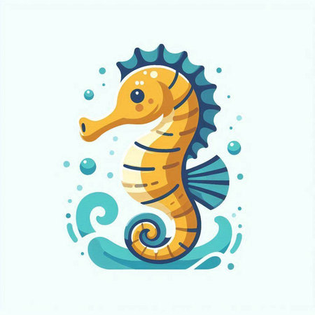 Seahorse. Sea animal. Cartoon style. Vector illustration.のイラスト素材