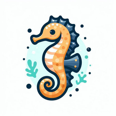 Sea horse icon on white background. Vector illustration in flat style.のイラスト素材