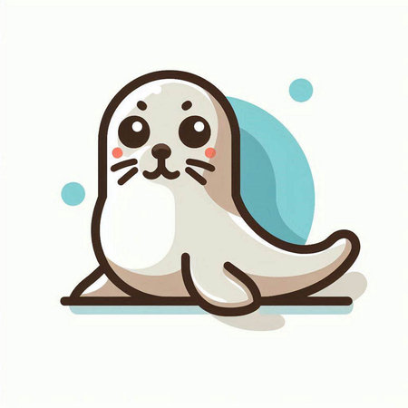 Cute seal on white background. Vector illustration in flat style.のイラスト素材