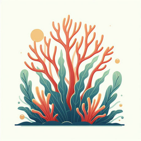 Coral reef. Vector illustration in flat style on a white background.のイラスト素材