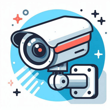 Illustration of security camera on a white background. Vector illustration.のイラスト素材
