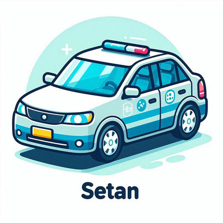 Vector illustration of a police car on a white background. Vector illustration.のイラスト素材