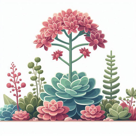 Illustration of succulent plant in the garden. Vector illustration.のイラスト素材