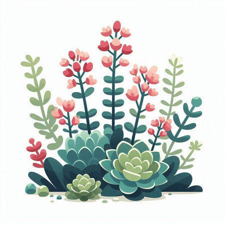 Cute succulent plant vector illustration. Succulent in flat style.のイラスト素材