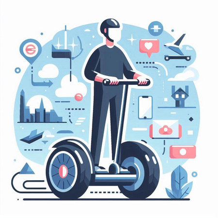 Self-balancing electric scooter. Modern flat vector illustration.のイラスト素材