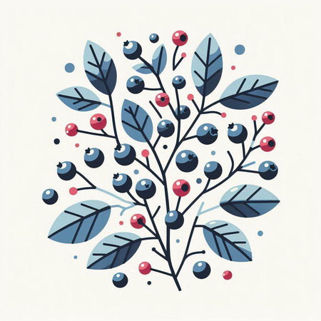 Hand drawn vector abstract floral illustration with berries, leaves and branches.のイラスト素材