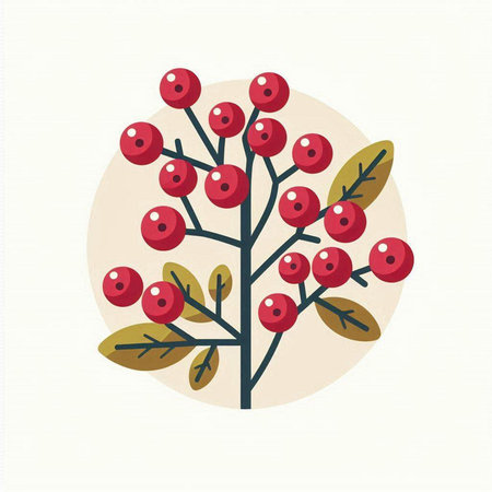 Christmas holly berry icon. Vector illustration in flat style.のイラスト素材