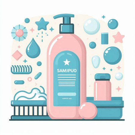 Cosmetic bottle with liquid soap and shower gel. Vector illustration.のイラスト素材