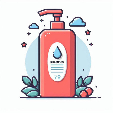Bottle of liquid soap. Vector illustration in flat linear style.のイラスト素材