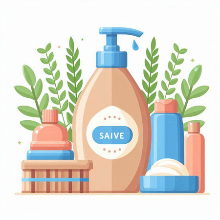 Set of cosmetic products for skin care. Vector illustration in flat styleのイラスト素材