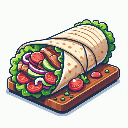 Doner kebab isometric vector illustration isolated on white backgroundのイラスト素材