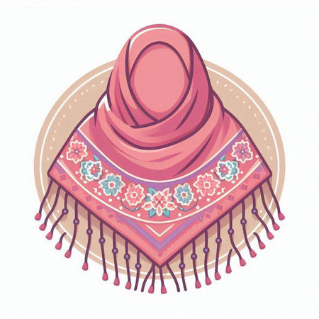 Vector illustration of a shawl with a pattern in retro styleのイラスト素材