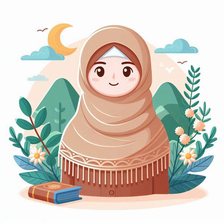 Muslim woman in traditional clothes. Vector illustration of muslim girl in traditional clothes.のイラスト素材