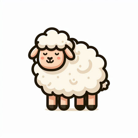 Cute cartoon sheep isolated on a white background. Vector illustration.のイラスト素材