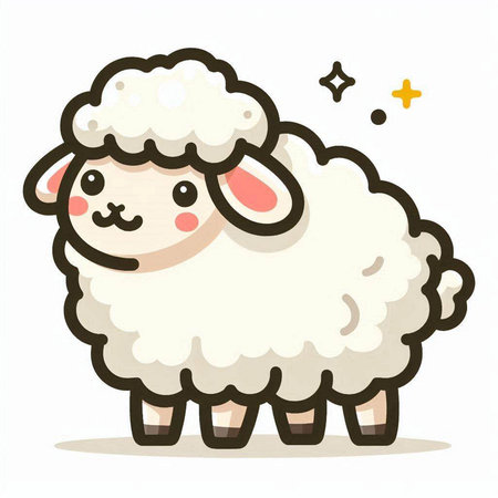 Cute cartoon sheep on white background. Vector illustration for your designのイラスト素材