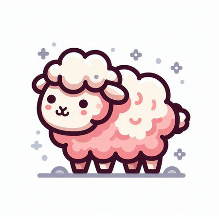 Cute sheep isolated on white background. Vector illustration in cartoon style.のイラスト素材