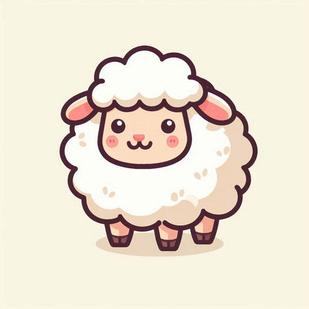 Cute sheep cartoon. Cute farm animal. Vector illustration.のイラスト素材