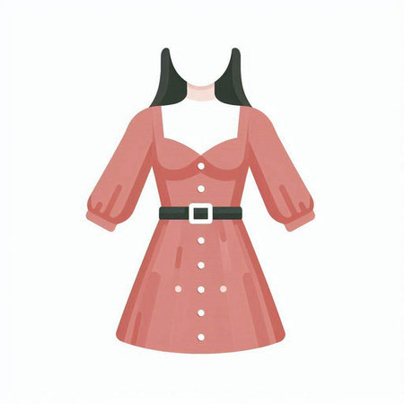 Illustration of a pink dress on a mannequin isolated on white backgroundのイラスト素材