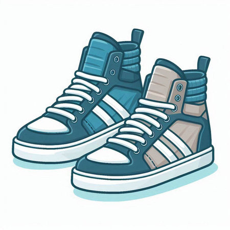 Sneakers isolated on white background. Cartoon style. Vector illustration.のイラスト素材