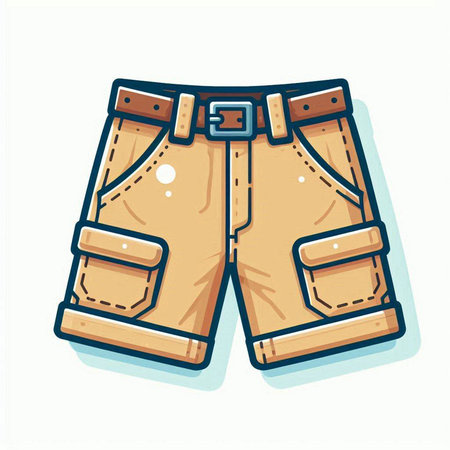 Vector illustration of jeans shorts. Isolated on a white background.のイラスト素材