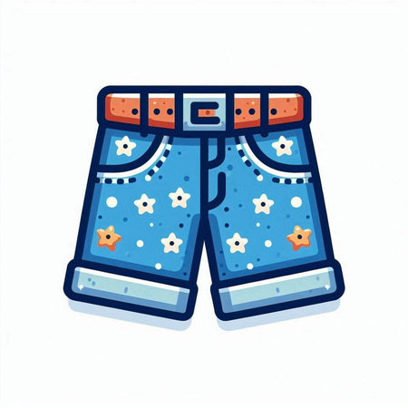 Denim shorts icon. Isolated on white background. Vector illustration.のイラスト素材