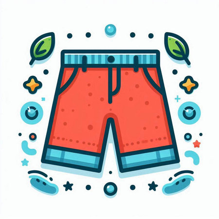 Vector illustration of men's shorts in doodle style on white background.のイラスト素材