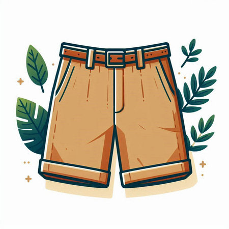 Men's shorts with leaves on a white background. Vector illustration.のイラスト素材