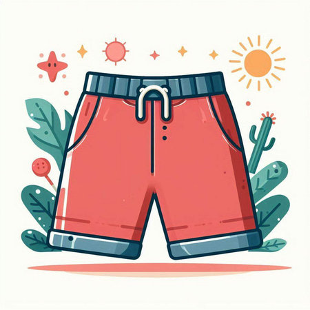 Vector illustration of summer shorts on white background. Vector illustration of summer shorts.のイラスト素材