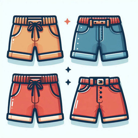 Vector illustration of a set of men's shorts with a bow.のイラスト素材