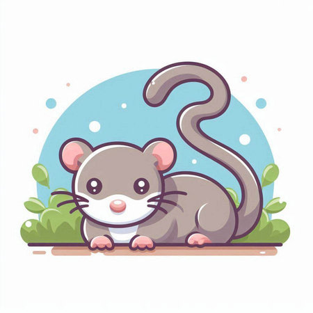 Vector illustration of a cute mouse on a white background. Cartoon style.のイラスト素材
