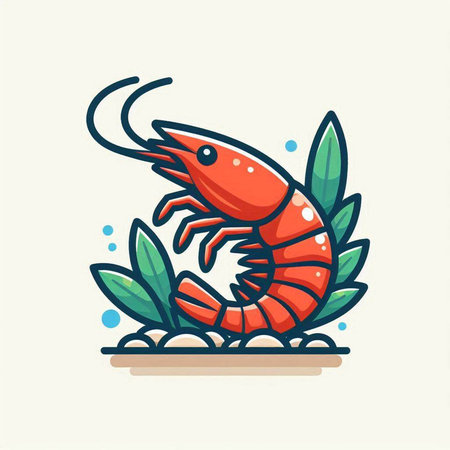 Shrimp vector icon. Seafood symbol. Seafood sign.のイラスト素材