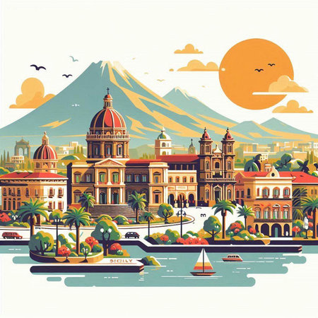 Mt. Fuji, famous landmark in Japan. Vector illustration.のイラスト素材