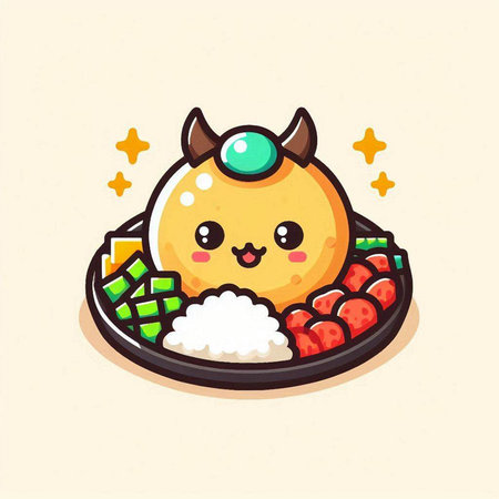 Kawaii kawaii japanese food character vector illustration.のイラスト素材