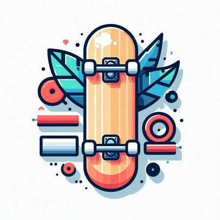 Skateboard vector illustration. Skateboard flat style icon.のイラスト素材