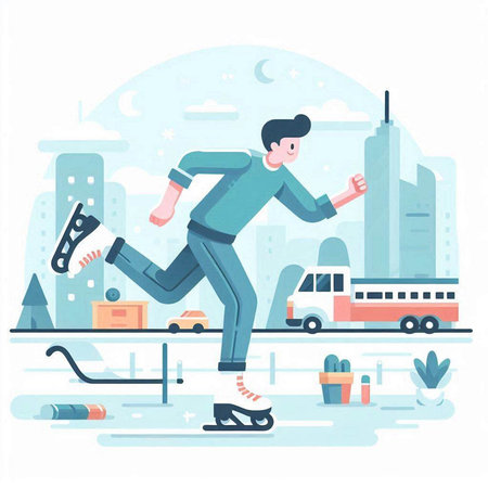 Running man. Vector illustration in a flat style. The concept of active lifestyle.のイラスト素材