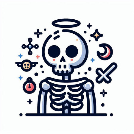 Skeleton flat line icon, vector illustration, eps 10.のイラスト素材