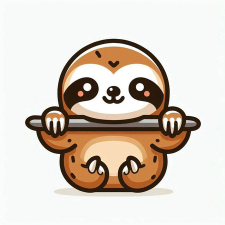 Cute sloth in a bowl isolated on white background. Vector illustration.のイラスト素材