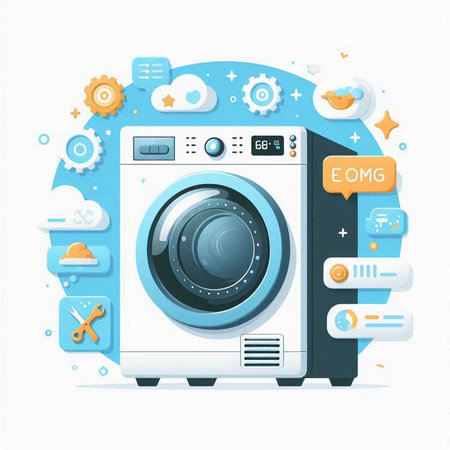 Washing machine. Laundry service concept. Vector illustration.のイラスト素材