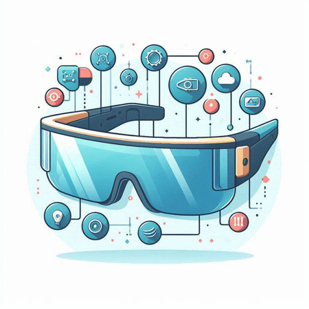 Virtual reality goggles vector illustration. VR glasses and virtual reality icons.のイラスト素材