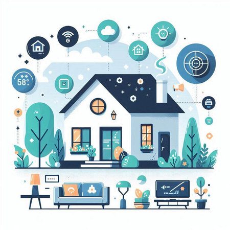 Modern flat design vector illustration concept of smart home and smart living.のイラスト素材