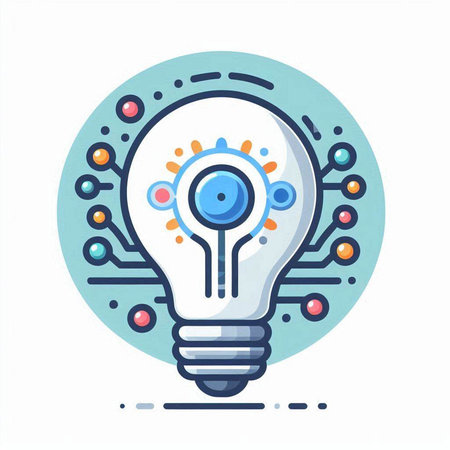 Creative idea concept with light bulb. Vector illustration in flat style.のイラスト素材