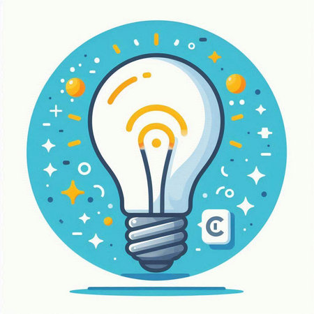 Lightbulb with internet connection icon. Vector illustration in flat styleのイラスト素材