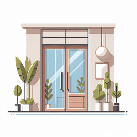 Facade of a private house. Vector illustration in flat style.のイラスト素材