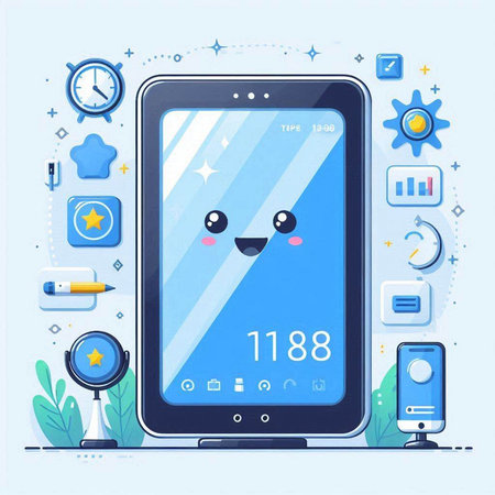 Modern flat design concept of smart phone with icons. Vector illustration.のイラスト素材
