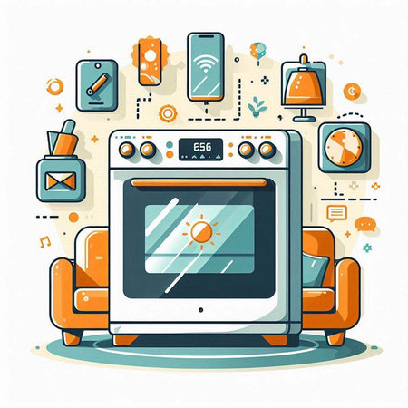 Modern flat line design vector illustration concept of home appliances and electronics.のイラスト素材