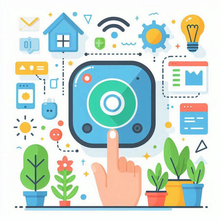 Flat design modern vector illustration concept of smart home control system.のイラスト素材