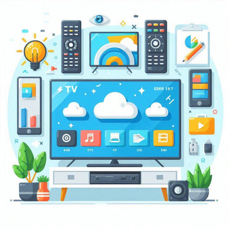 Flat design modern vector illustration concept of cloud computing technology and internet of things.のイラスト素材