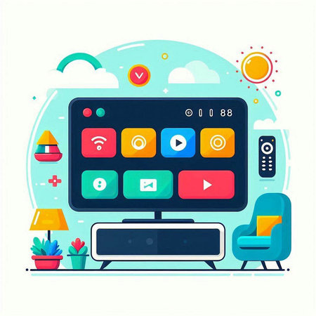 Flat design modern vector illustration concept of online media streaming, webinar, online seminar, video conference, webinar.のイラスト素材