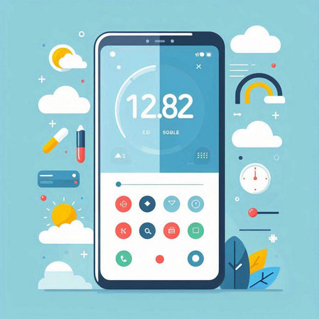 Mobile phone with cloud computing interface. Modern flat design vector illustration.のイラスト素材